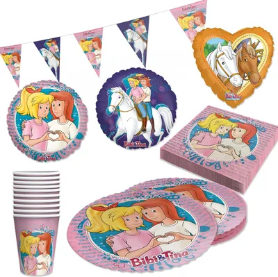 Produktbild von Bibi & Tina 47-tlg. Party Set - Becher Teller Servietten Wimpel und 10 Ballons