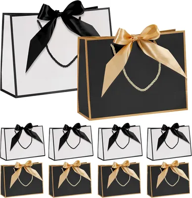 Imagen del producto de Bolsas de regalo grandes, con lazo, 10 unidades, para cumpleaños y bodas