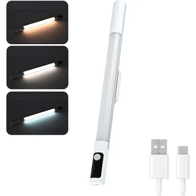 Produktbild von Led Unterbauleuchte Lichtleiste Mit Bewegungsmelder,Kabellos Aufladbarer Akku, 3 Lichtfarben,3 Farbtemperaturenfš¹r Kleiderschrank, Kš¹che, Vitrine
