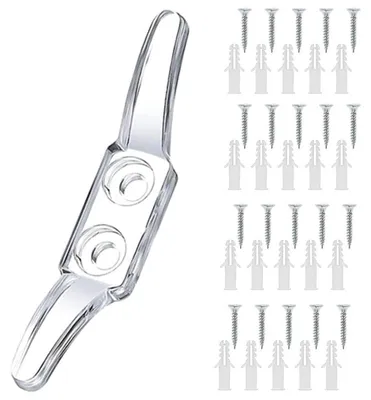10 transparente Kordelclips für Jalousien, 6,5 cm, mit Schrauben