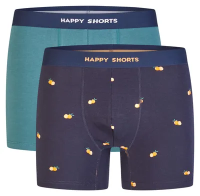 Produktbild von Happy Shorts Herren Boxer Jersey 2-Pack türkis, navy - Größe M