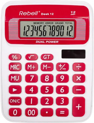 Produktbild von Rebell Desk 12 Tischrechner anzeigend weiß/rot für Büro und Zuhause