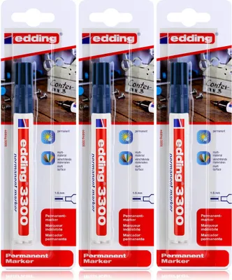 Produktbild von edding 3300 Permanent Marker blau Spitze 1-5mm wasserfest, wischfest (3er Pack)