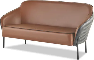 Produktbild von Sofagarnitur Leder Edelstahl Set 2-Sitzer Sessel Braun Schwarz Ledersofas