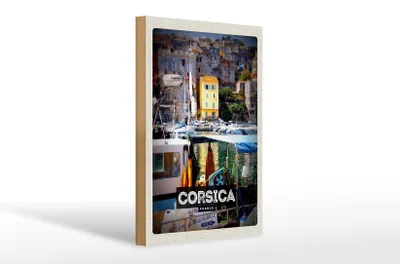 Produktbild von Holzschild Reise 20x30cm Corsica France Urlaubsort Meer