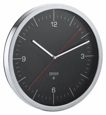 Obrázek produktu pro Blomus CRONO M, Zeď, Rádiem řízené hodiny, Kulatý, Černá, Plast, Nerezová ocel, CRONO