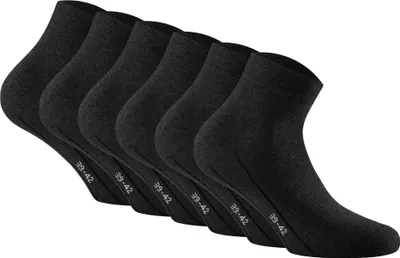 Produktbild von Rohner Basic Uni Quarter Socken, 6er Pack - Sneaker Plus, Baumwolle Schwarz 47-50