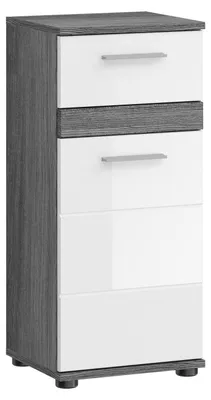 Produktbild von Aileenstore Badschrank NORDIC, 35x79x31 cm, Weiß Hochglanz / Rauchsilber