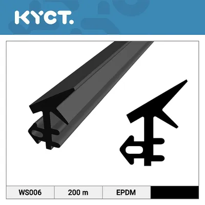 Obrázek produktu pro Okenní těsnění z EPDM, černé, pro plastová okna a dveře, gumové těsnění WS006, 200 m