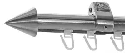Produktbild von Innenlauf Edelstahl Look Gardinenstange 20mm Deckenträger 1-läufig schräge Kappe, Länge wählbar D50 E31 I