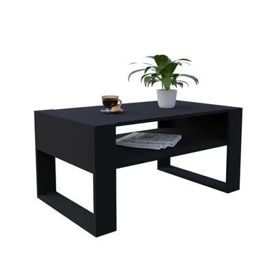 Image de POKAR Table basse Table de salon Table d'appoint moderne , Couleur:Noir, Dimension:920 x 536 x 450