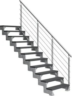 Produktbild von Aussentreppe Pertura Tallis mit Prova Geländer 11 Steigungen 80 cm anthrazit