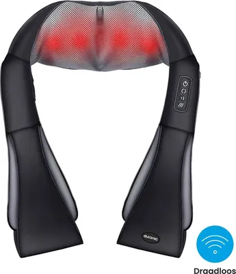 Produktbild von Auronic Shiatsu Massagekissen Kabellos - Elektrisches Nackenmassagegerät - Infrarot Massagegerät - Nacken und Schulter - Schwarz/Grau