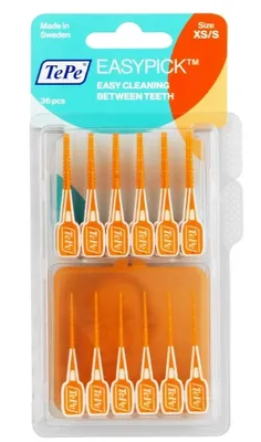 Produktbild von TEPE EasyPick Interdentalbürsten/Zahnstocher mit XS/S Etui Orange 36 Stück