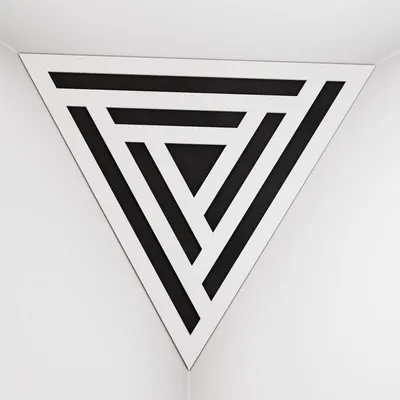 Obrázek produktu pro Balení po 2 kusech – basová past do rohů stropu „Triangle-F“ | Akustická pěna ve tvaru pyramidy s laminovanou deskou z HDF a potahem [SCIFI – bílá | černá]