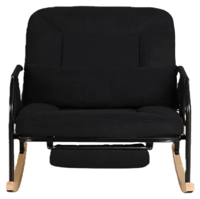 Produktbild von Schaukelstuhl mit Fußstütze Stillsessel Schaukelsessel mit Armlehnen Gepolsterter Schwingsessel Stillstuhl Sessel Relaxsessel für Wohnzimmer Schlafzimmer Babyzimmer Bis 125 kg Belastbar Grau Schwarz Beige