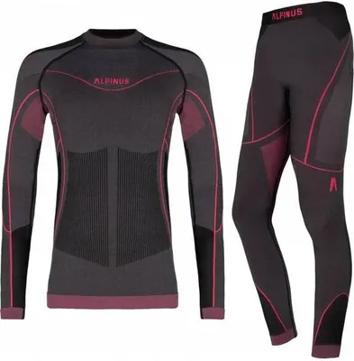 A set of thermal wear for women, consisting of a long-sleeved top and leggings, displayed against a white background.
