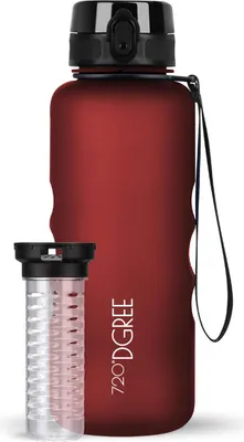 Produktbild von uberBottle softTouch Trinkflasche mit Fruchtbehälter 1500ml / Imperial Red/ 720DGREE