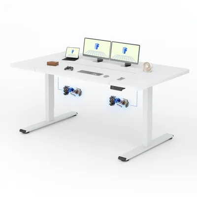 Produktbild von FLEXISPOT Höhenverstellbarer Schreibtisch Elektrisch 160x70cm, 2 starke Motoren, 120 kg Tragkraft, Antikollisionsschutz, 4 Memory-Funktion (Weiß)