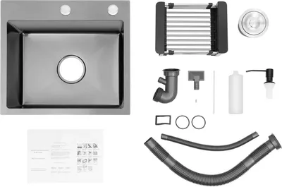 Immagine prodotto di Lavello da cucina/lavello - Vasca singola - 40×45 cm - Sottopiano o da incasso - Acciaio inox - 1 foro - Senza rubinetteria - Nero
