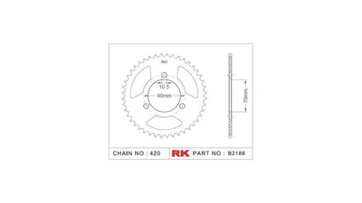 Image de Pignon à chaîne RK "2188" 420, acier, argent 47 dents