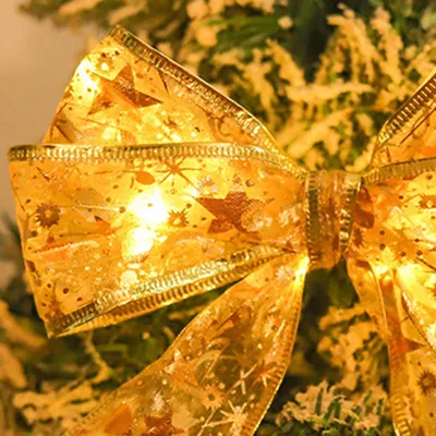 Image de Guirlande de rubans de Noël Décorative Haute Luminosité Ruban Lumineux Réutilisable pour la Maison Lumière Chaude Dorée 4m 40LED