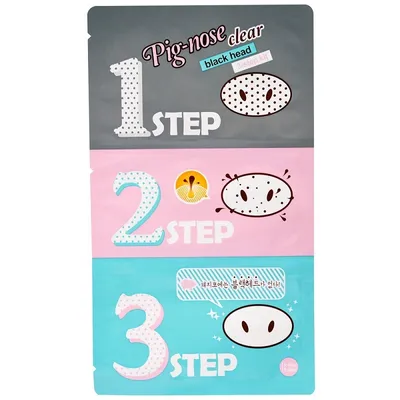 Zdjęcie produktu dla Holika Holika Pig-Nose Clear 3-Step Plastry oczyszczające pory na nos, 3 sztuki