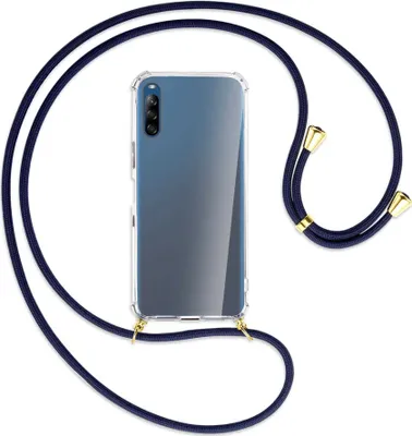 Produktbild von Handykette Backcover-Schutzhülle mit Band (Metall goldfarben) für Sony Xperia L4 - dunkelblau