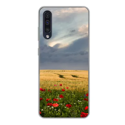 Produktbild von MuchoWow® Handyhülle Schutzhülle Hülle für Samsung Galaxy A50 Blumen - Weizen - Wolken Silikon Softcase Handy Hülle - Mobiltelefonhülle