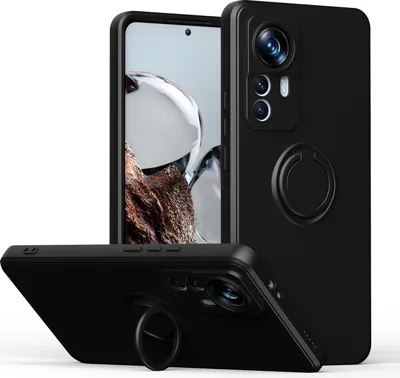 Produktbild von Xiaomi 12T Pro Handyhülle, Ring Halter Ständer Kratzfeste Weiche Silikon schutzhülle für Xiaomi 12T / Xiaomi 12T Pro Schwarz