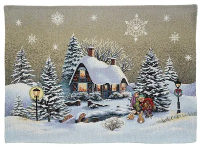Produktbild von Tischdecke Druck Winterdorf Advent Weihnachten Tischläufer Weihnachtstischdecke 37 x 50 cm
