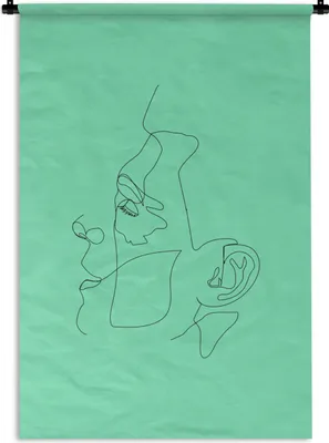 Produktbild von MuchoWow® Wandteppich Wandbehang Männer - Gesicht - Strichzeichnung 90x135 cm Tapisserie Dekoration Wandtuch - Baumwolle - Wandskulptur