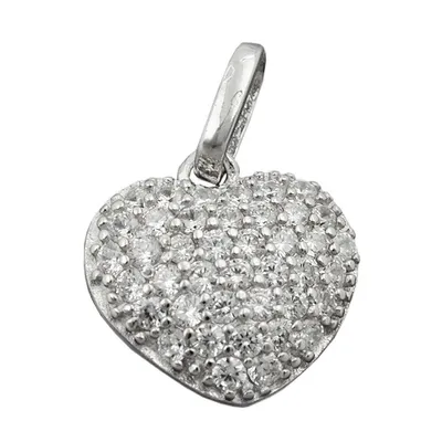 Produktbild von Anhänger 12x13mm Herz mit Zirkonias rhodiniert Silber 925 silber 12x13mm