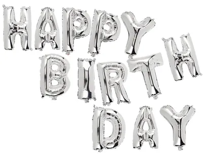 Produktbild von Folienballon Set silber Happy Birthday nachfüllbar 13 Buchstaben 40cm Geburtstag