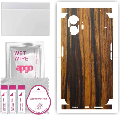 Produktbild von apgo Rückseite + Seiten Schutzfolie, Skin, kompatibel mit Nothing Phone 2, Hinten Displayschutzfolie aus Vinylfolie, kratzfest, einfache Montage - Tigerwood