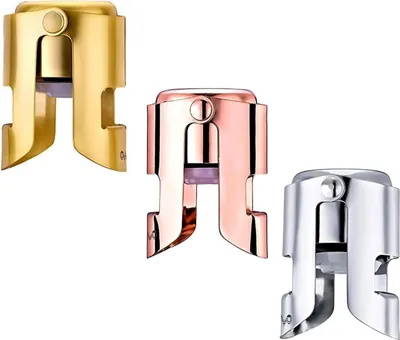 Immagine prodotto di Champagne Drukstop - Tappo per bottiglie in acciaio inox - Tappo per spumanti - Tappo per bottiglie di champagne e birra - Set di 3 pezzi