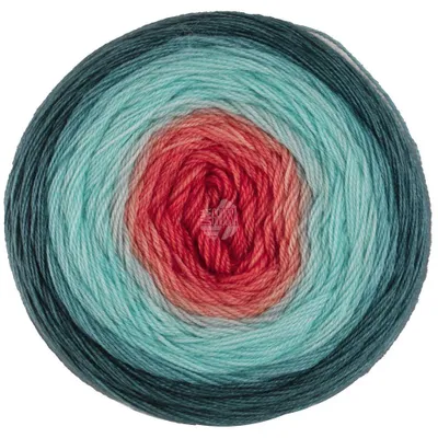 Produktbild von Lana Grossa - Merino Lace Aquarell 0016 lachsorange tükis grau petrol
