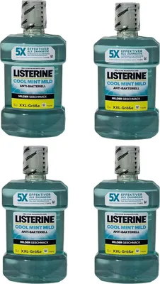 Produktbild von 4x 1000ml Listerine coolmint - Zero milder Geschmack ohne Alkohol