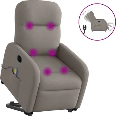 Image de Fauteuil inclinable de massage électrique Taupe Tissu