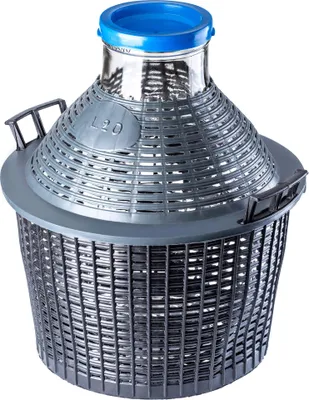 Immagine prodotto di Damigiana in vetro KADAX con cestello in plastica "Fonte", ampia apertura, damigiana per vino, bottiglie, contenitore per fermentazione, 34L