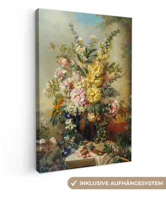 Produktbild von MuchoWow® - Leinwandbilder - Große Vase mit Blumen - Josep Mirabent - Alte Meister, Wandbild, Wanddeko Bilder Wohnzimmer, 60x90 cm