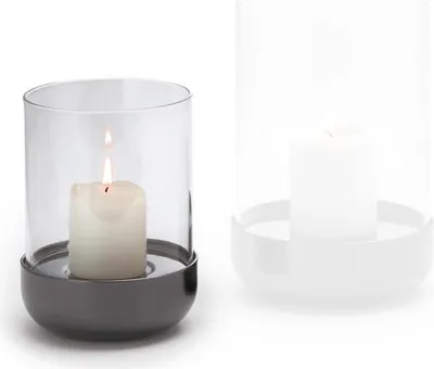 Produktbild von Philippi Sally Windlicht S Edelstahl, schwarz chrom, Borosilikatglas, 15 cm (h) 105042