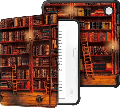 Produktbild von Fintie Hülle für Tolino Vision 6 eReader (2021) / Kobo Libra 2 (2021) eReader - Superleicht Soft TPU Rückseite Abdeckung Schutzhülle mit Auto Schlaf/Wach und Magnetverschluss, die Bibliothek