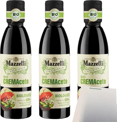 Produktbild von Mazzetti CREMAceto mit 60% Aceto Balsamico di Modena 3er Pack (3x250ml Flasche) + usy Block