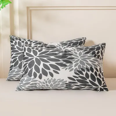 Produktbild von Samtkissenbezüge schwarz-weiß 50x30 cm, grauer 2er-Set, Sofakissen, Samtkissen, dekorative Kissenbezüge, moderne weiche Lendenkissen für Wohnzimmer und Schlafzimmer, Sofa-Dekoration