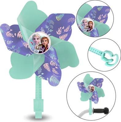 Immagine prodotto di Regno di ghiaccio Elsa e Anna Windmill sul manubrio della bicicletta in menta, monopattini, per bambini