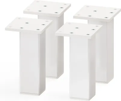 Produktbild von sossai Aluminium Möbelfüße MFV2 | 4er Set | Vierkant-Profil: 38 x 38 mm | Farbe: Weiß | Höhe: 120mm