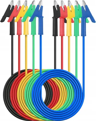 Immagine prodotto di Rosfix Cavi di Prova con Morsetti a Coccodrillo – 1000 V 15 a, 1 m, Ø 4 mm, Neri, PVC Morbido | Test Elettrici | Cavi di Prova