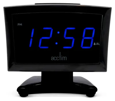 Digitale LED-Wekker mit USB-C, blaues Display, Schwarz