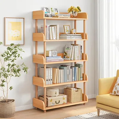 Immagine prodotto di Libreria a 5 ripiani, aperta, con struttura in legno massello di quercia, autoportante